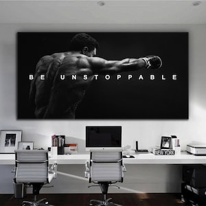 Muhammed Ali Quote Motivational Wall Art For Office Decor Be Unstoppable Gym Art Decor Boxing Poster Inspirational Landscape Canvas