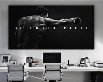 Muhammed Ali Quote Motivational Wall Art For Office Decor Be Unstoppable Gym Art Decor Boxing Poster Inspirational Landscape Canvas