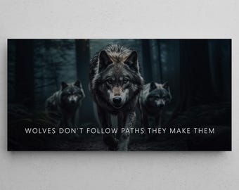 Wolf Wall Art Motivational Quote For Office Framed Prints Inspirational Landscape Canvas Success Mindset Poster Wild Animal Wall Art