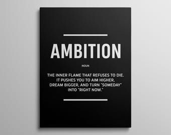 Ambition Poster Motivational Definition Prints Minimalist Office Wall Canvas Entrepreneur Wall Art Ambition Quote Prints Success Sign Decor