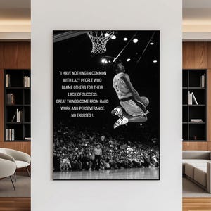 Kobe Bryant Poster Motivational Quote Wall Art For Office Decor Basketball Legend Slam Dunk Black White Canvas Success Mindset Print