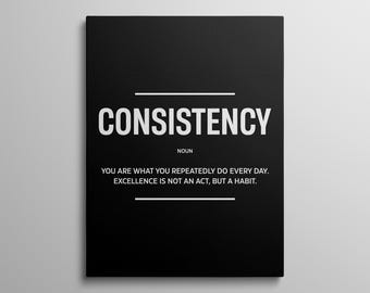 Consistency Poster Minimalist Office Prints Inspirational Sayings Canvas For Entrepreneur Sign Consistency Definition Success Wall Art