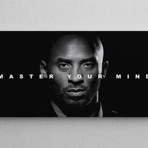 Kobe Bryant Wall Art Master Your Mind Landscape Canvas Mindset Quote Inspirational Poster Home Office Decor Basketball Legend Motivation Art