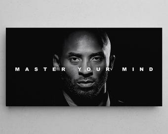 Kobe Bryant Wall Art Master Your Mind Landscape Canvas Mindset Quote Inspirational Poster Home Office Decor Basketball Legend Motivation Art