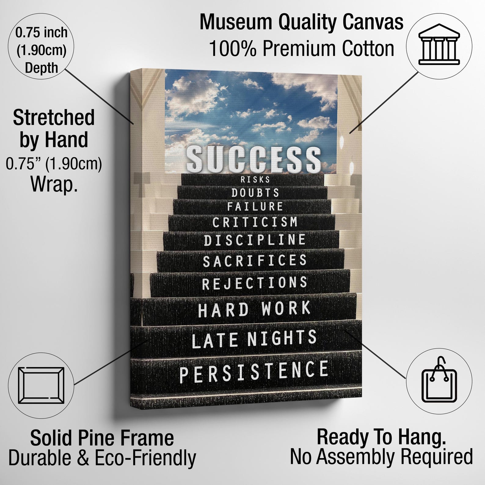 Success Stairs Motivational Office Wall Art: Entrepreneurial Journey ...