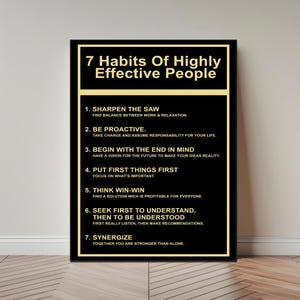 Success Wall Art Entrepreneur Canvas 7 Habits Of Highly Effective People Motivational Wall Art Office Decor Inspirational Sign Poster
