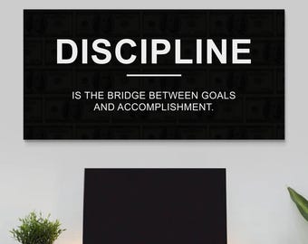 Discipline Canvas Success Motivational Wall Art For Office Wall Decor Discipline Definition Poster Entrepreneur Canvas Self Discipline Quote