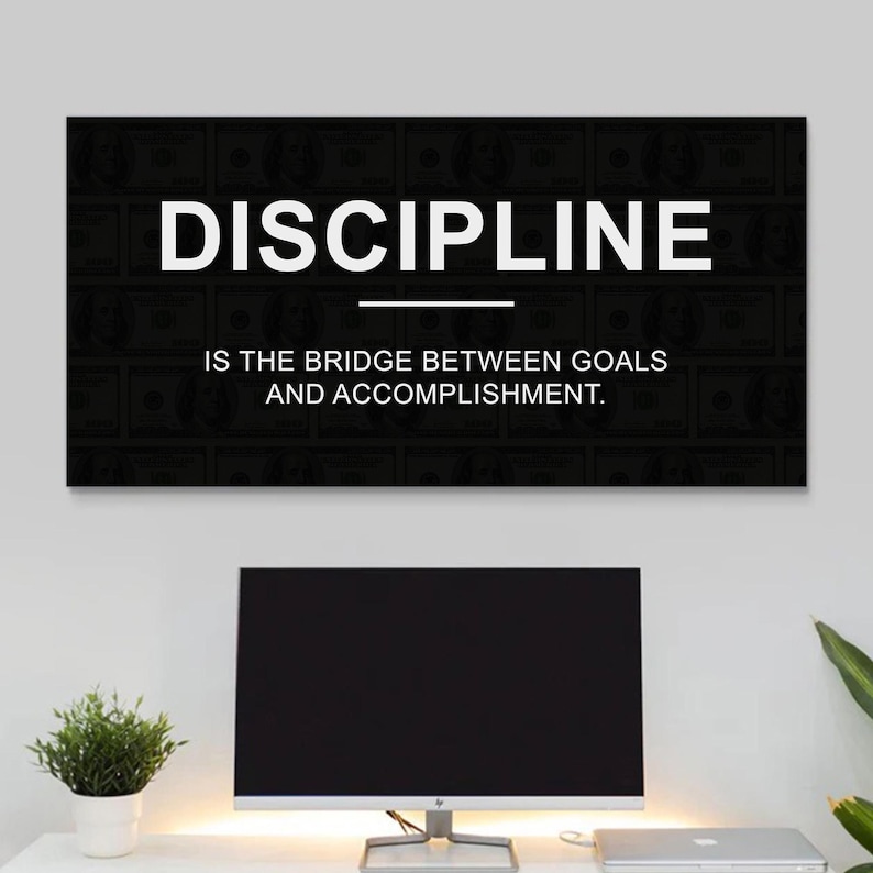 Discipline Canvas Success Motivational Wall Art For Office Wall Decor Discipline Definition Poster Entrepreneur Canvas Self Discipline Quote