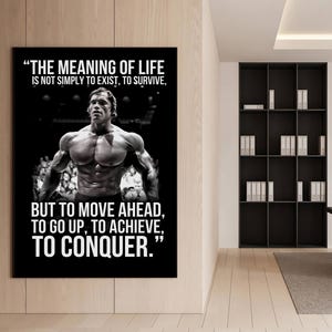 Arnold Schwarzenegger Poster Motivational Gym Wall Art Bodybuilding Print Inspirational Home Office Sign Home Gym Decor Success Quote Canvas