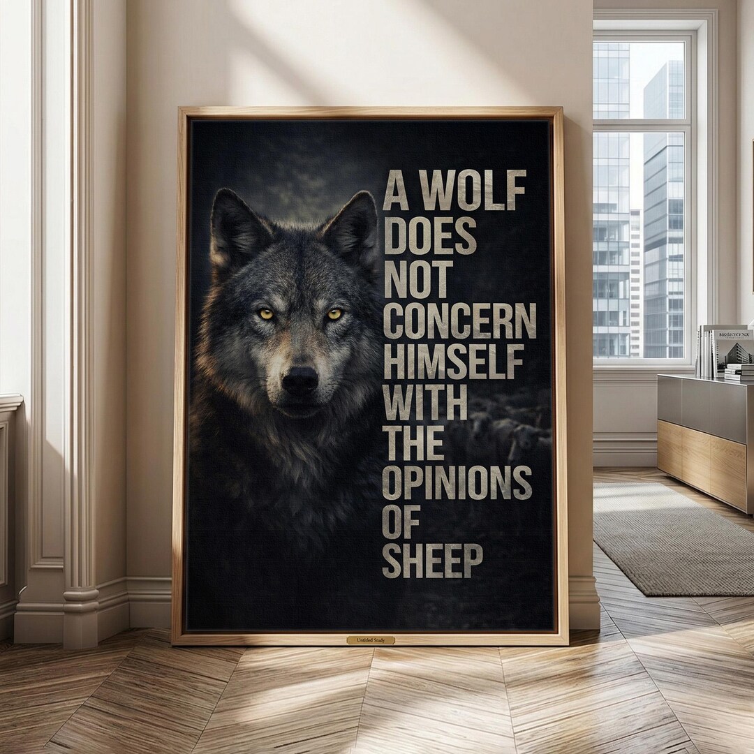 Wolf Motivational Canvas Print: Alpha Mindset Quote Poster for