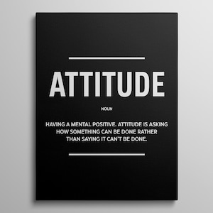 Attitude Definition Prints Minimalist Office Poster Growth Mindset Canvas Inspirational Attitude Wall Art Positive Mindset Quote Sign