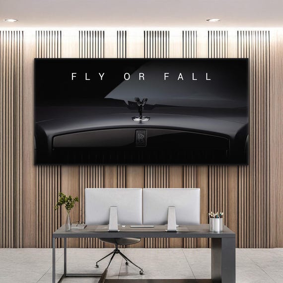 Motivational Rolls Royce Canvas Fly Or Fall Poster For Home Office Wall Art Inspirational Quote Prints Luxury Cars Poster Success Wall Art