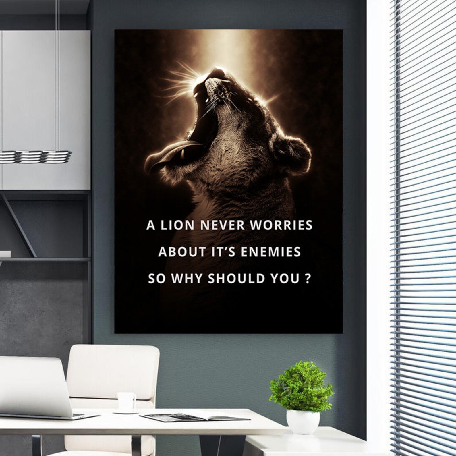 Lion Quote Canvas Prints Inspirational Wall Art Entrepreneur | Etsy