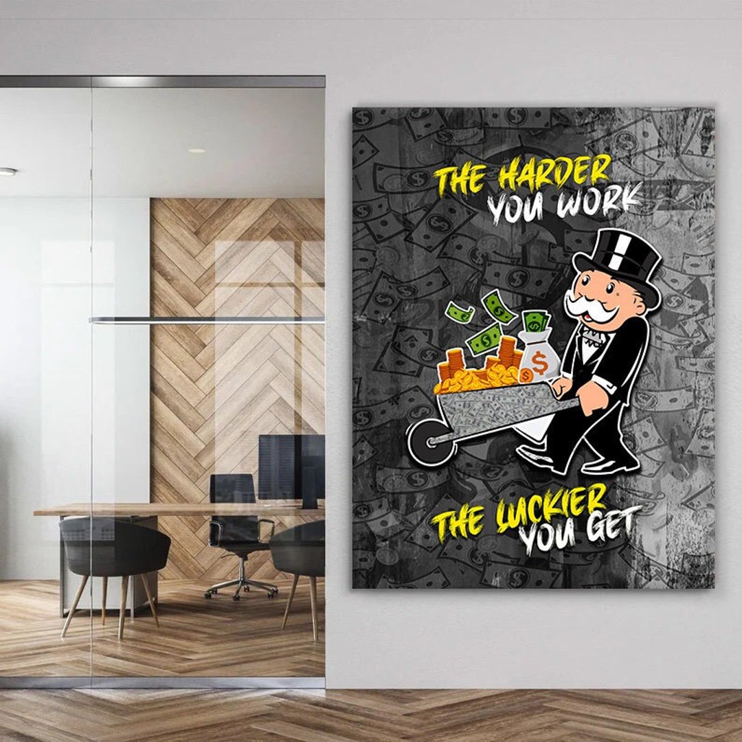 Work Hard Motivational Wall Art Decor Office Canvas Print Etsy