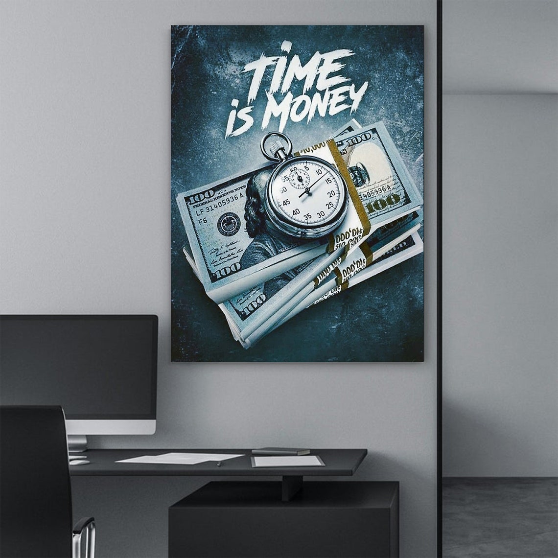 Time Is Money Motivational Wall Art Canvas Prints Office Decor Etsy