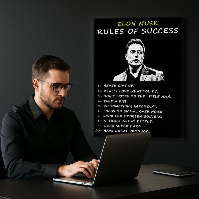 Elon Musk Wall Art Rules of Success Motivational Poster for ...