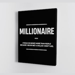 Millionaire Poster Motivational Entrepreneur Office Wall Art Inspirational Money Canvas CEO Motivation Poster Office Definition Prints