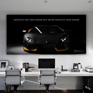 Lamborghini Wall Art Dreams Quotes Poster Motivational Canvas For Office Decor Modern Super Car Poster Cars Motivation Art Decor