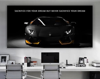 Lamborghini Wall Art Dreams Quotes Poster Motivational Canvas For Office Decor Modern Super Car Poster Cars Motivation Art Decor