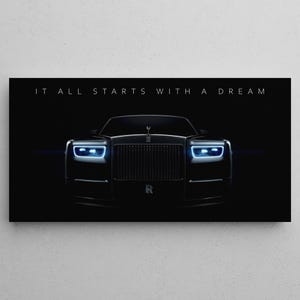 It All Starts With A Dream Rolls Royce Wall Art Inspirational Quotes Poster For Office Motivation Prints Motivational Canvas Sport Car Sign