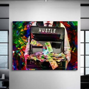 Hustle Poster Motivational Money Wall Art Gifts For Entrepreneur Canvas Millionaire Office Art Prints Hustler Quote Sign Grind Canvas Prints