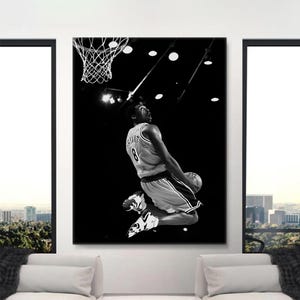 Kobe Bryant Poster Slam Dunk Kobe Bryant Wall Art Black And White Basketball Print Boys Dorm Room Decor Basketball Legend Canvas