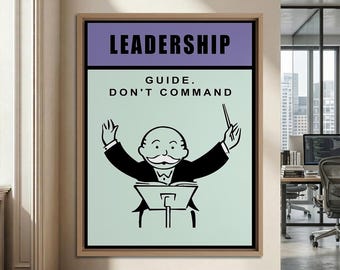 Leadership Quote Framed Canvas - Inspirational Leader Wall Art Corporate Teamwork Office Decor, Boss Gift.