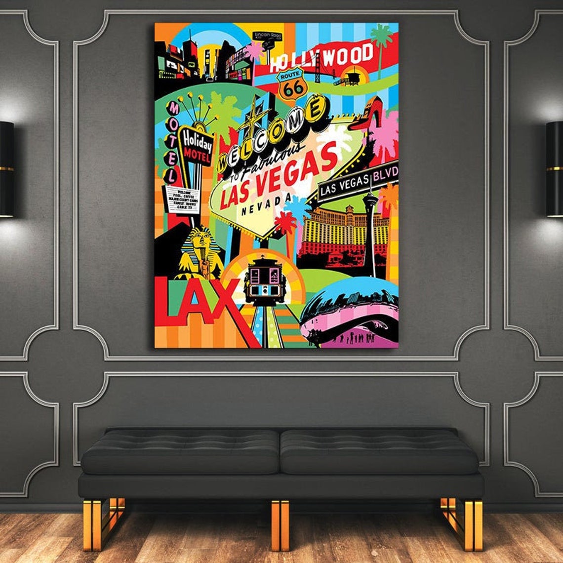 Las Vegas Wall Art Canvas Modern Pop Art Print For Your Home Etsy