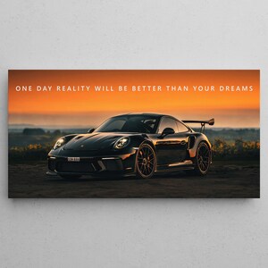 Motivational Quote Porsche Wall Art For Office Decor Landscape Canvas Entrepreneur Gift Inspirational Poster Successful Mindset Art Print