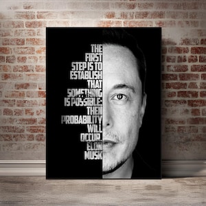 Elon Musk Quote Poster Inspirational Canvas Entrepreneur Office Wall Art Success Motivation Prints Growth Mindset Poster Entrepreneurship