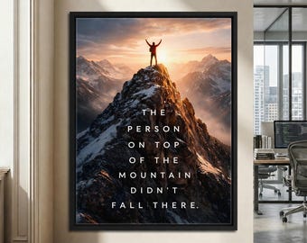 Motivational Mountain Wall Art Canvas For Entrepreneur Office Decor Success Mindset Quote Poster Inspirational Business Artwork Prints