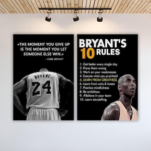 Kobe Bryant Wall Art For Office Decor Motivational Canvas Kobe Bryant Quote For Success Poster Basketball Legend Print Inspirational Saying