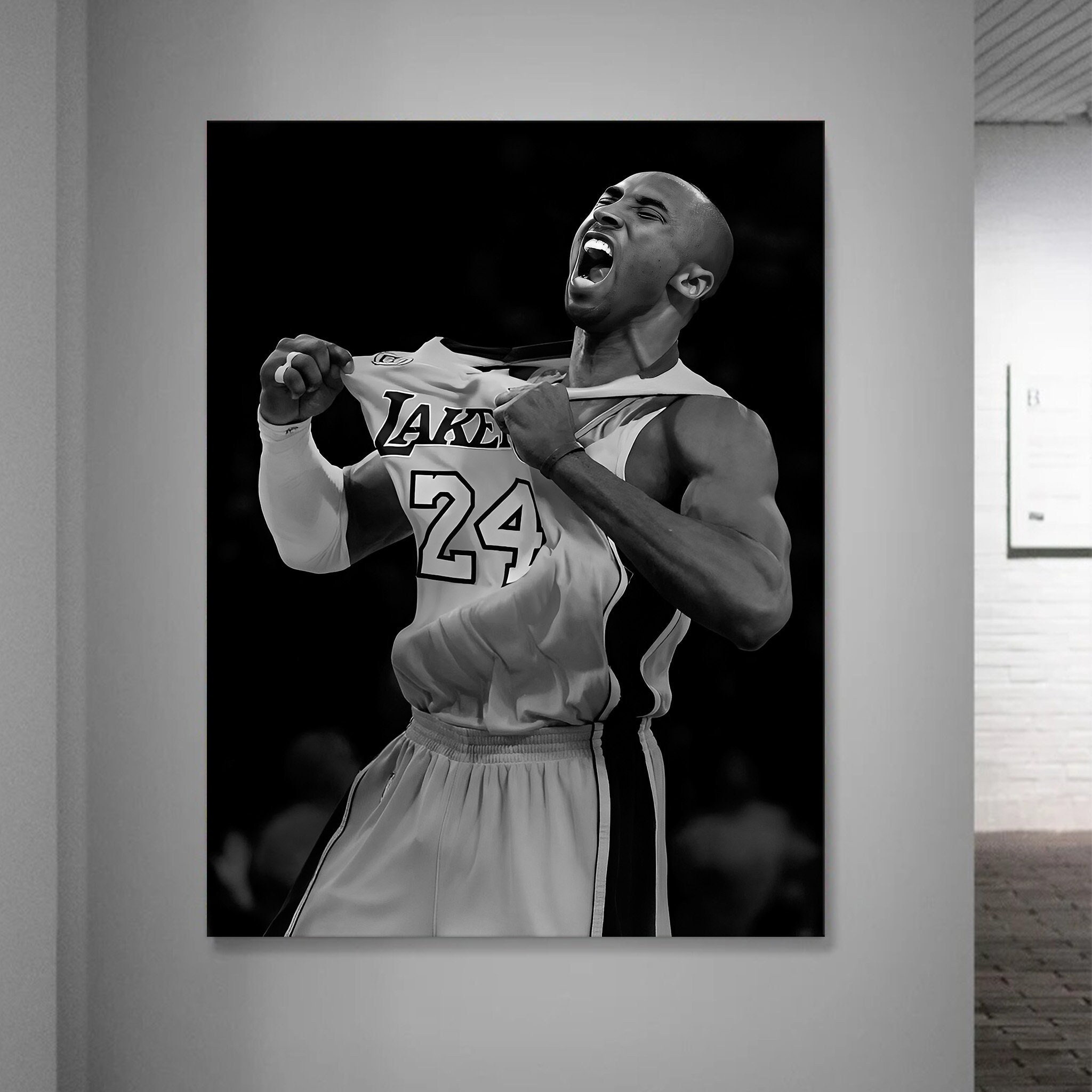  fengyuyi Wall Art Kobe Bryant Poster Black and White Canvas  Print Basketball Player Lakers Mamba Picture Stretched and Framed Ready to  Hang for Home Decor 12x16inch: Posters & Prints
