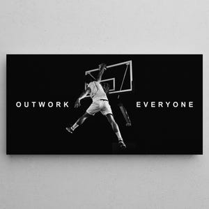 Outwork Everyone Motivational Quote Poster For Home Office Wall Art Basketball Prints Inspirational Sports Canvas For Athlete Success Sign