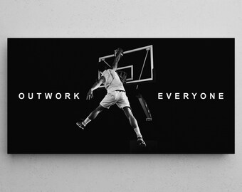 Outwork Everyone Motivational Quote Poster For Home Office Wall Art Basketball Prints Inspirational Sports Canvas For Athlete Success Sign