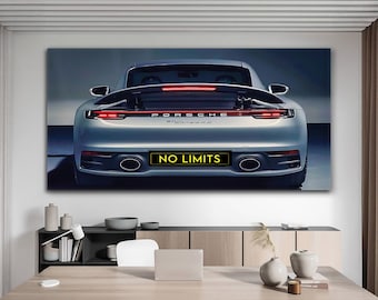 No Limits Porsche Wall Art For Office Decor Motivational Quote Prints Cars Lover Gifts Inspirational Cars Poster Success Mindset Wall Art