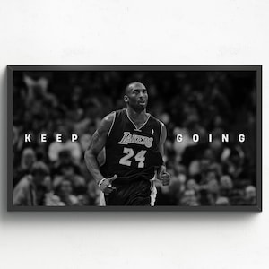 Kobe Bryant Wall Art Motivational Framed Poster For Boys Dorm Room Decor Keep Going Quote Prints Landscape Basketball Wall Art Success Sport