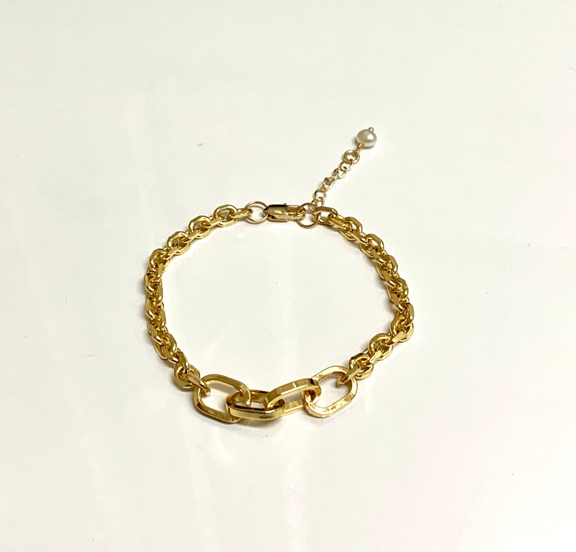 Gold Filled Bracelet w/ Combo of Large and Medium Size Oval | Etsy