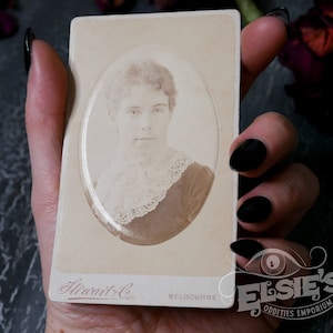 Antique Portrait Photograph Lady Portrait Carte De Visite on Card Mount Vintage Edwardian Late Victorian Melbourne CDV