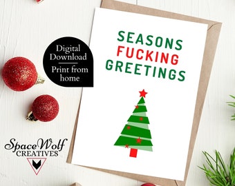 Seasons Greetings, Funny Christmas Card, Funny Holiday Card, Expletive Seasons Greetings Card, Funny Holiday Card With Profanity