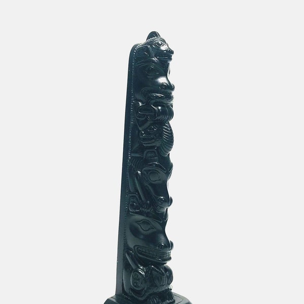 Vtg Totem Pole Estatua BOMA Canadá Primeras Naciones Inuit Talla Espíritu Animales Estatuilla Arte nativo de Alaska Mitos Leyendas Tótems tallados en resina