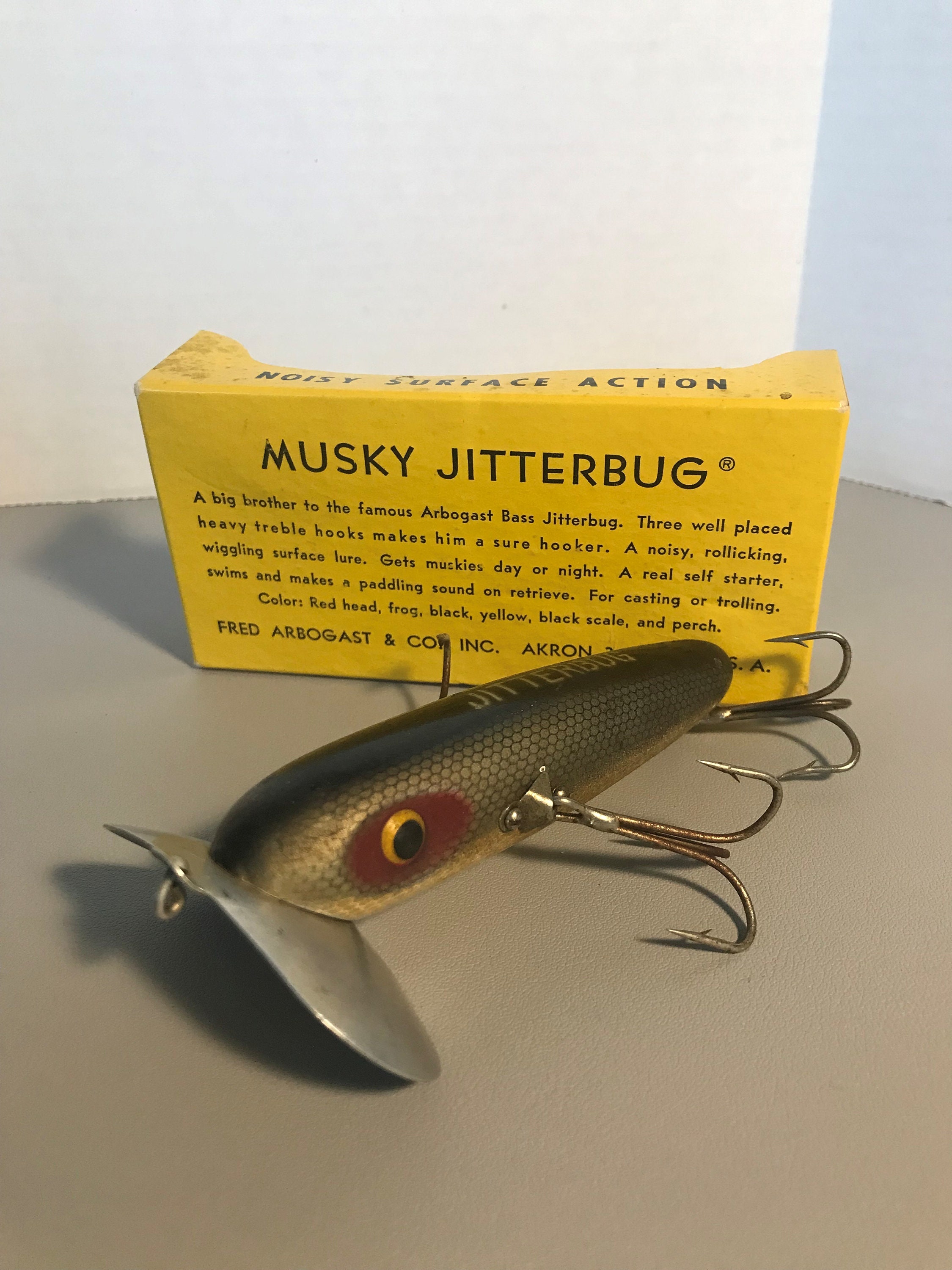 Vintage Fred Arbogast Wood Fishing Lure XL Jitterbug USA Fishing