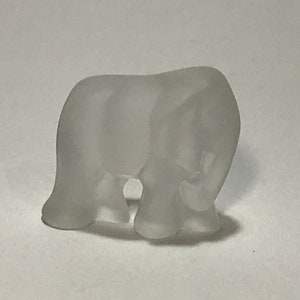 Vintage Elephant Frosted Glass Figurine Good Luck Charm Miniature Statue Upward Trunk Paperweight Gift for animal lover figure collectible