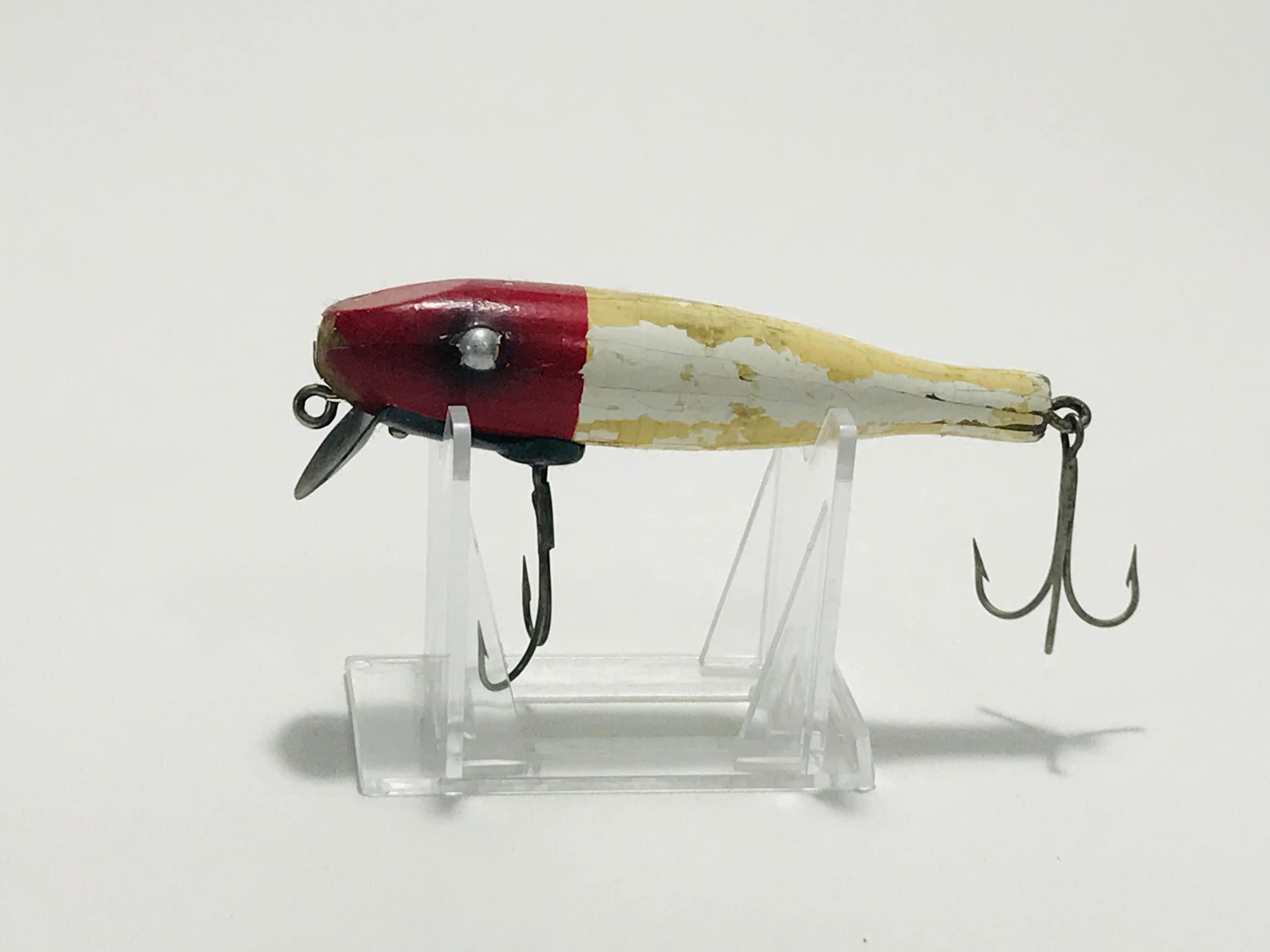Vtg Paw Paw Pike Fishing Lure Wood Pikie Minnow Bass Fishing Gear  Fishermans Bait and Tackle Box Lure Collection Surface Topwater Fish Decoy  