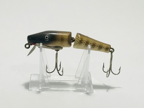 Vtg Fishing Lure PAW PAW Jointed Painted Eye Wood Pikie Vtg Fishing Lure PAW PAW Jointed Painted Eye Wood Pikie