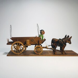 Vintage German Wood Covered Wagon Model Folk-art Miniature Hand Carved ...