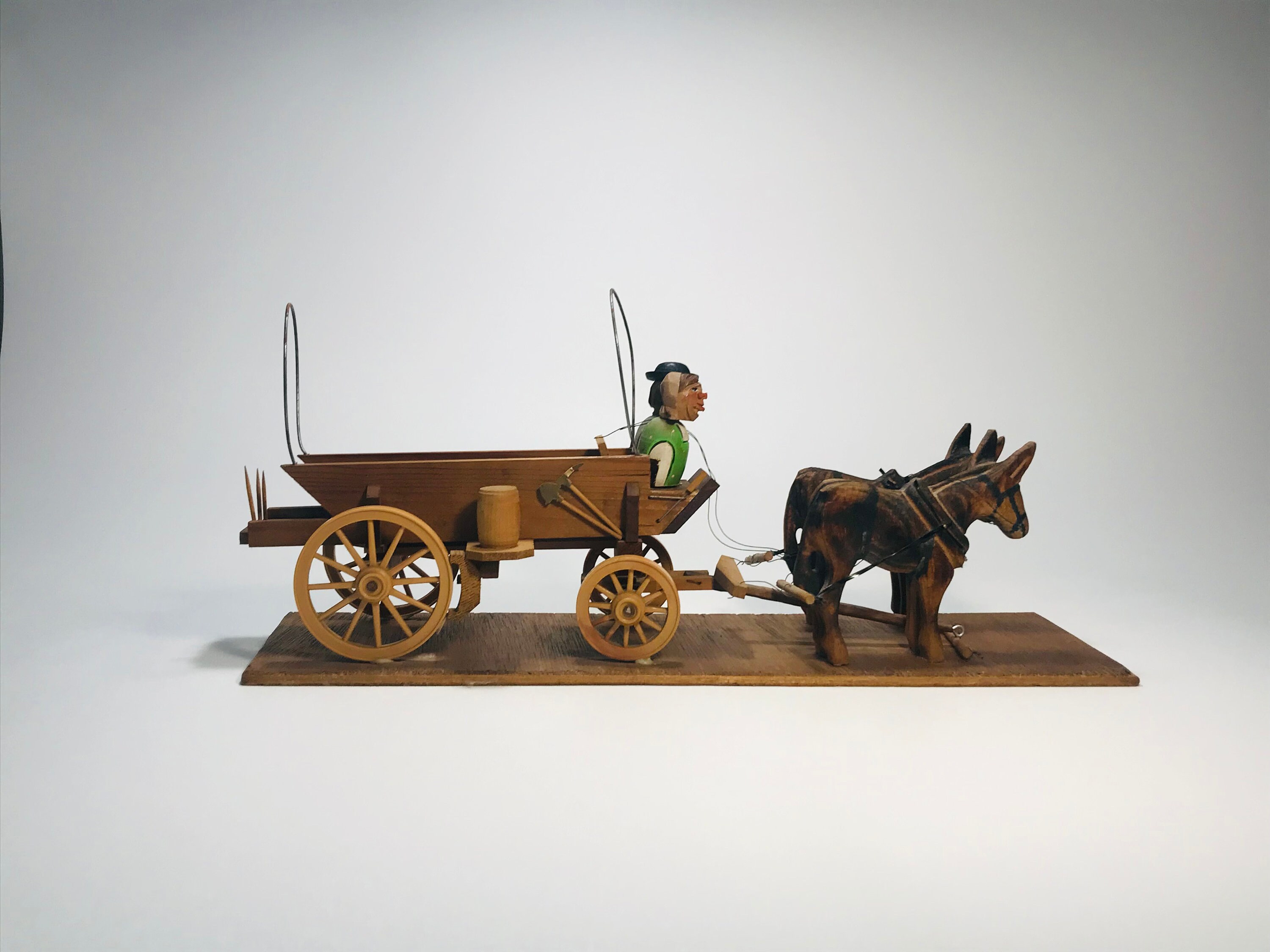 Vintage German Wood Covered Wagon Model Folk-art Miniature Hand Carved ...
