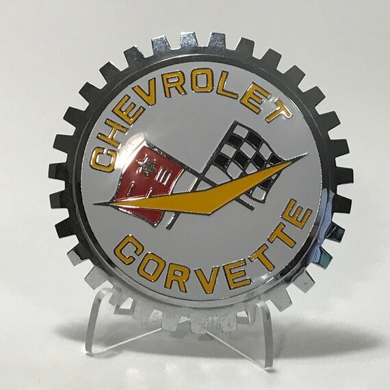 Vintage Car Grill Badge Automobilia CORVETTE Emblem Metal Etsy