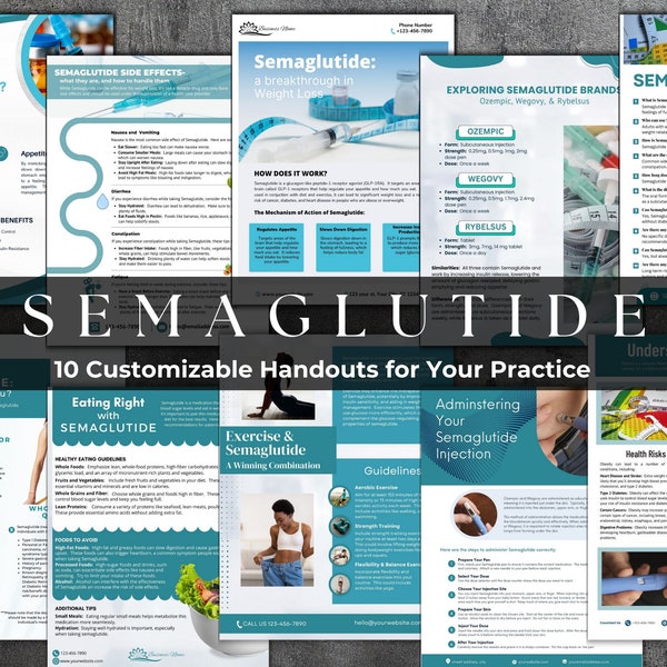 Semaglutide Fact Sheets| Patient Education Flyers| Semaglutide Handouts| GLP Weight Loss Patient Information| Semaglutide Canva Templates