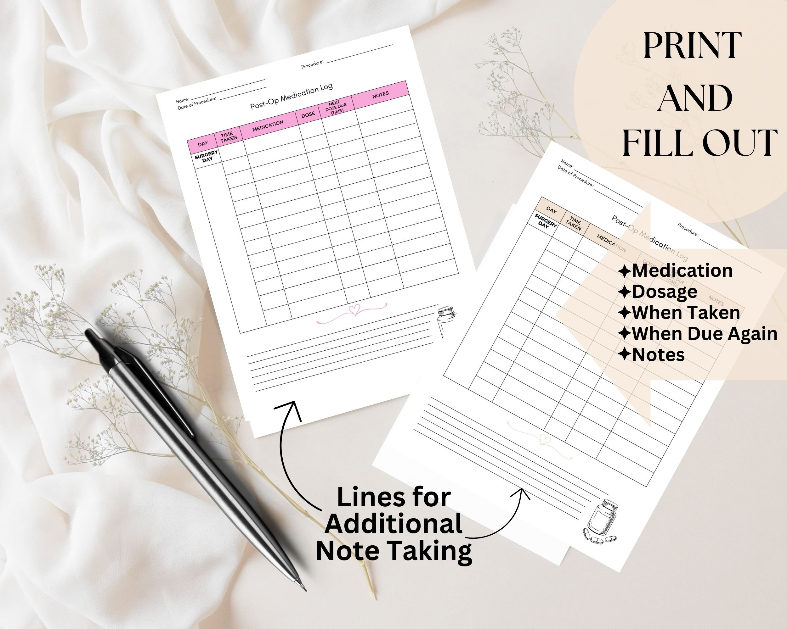 Printable Medication Tracker Post - Il Fullxfull.5301840007 37w0 